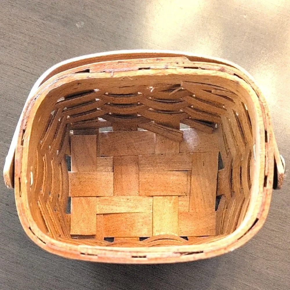 Brown Woven Basket with Handle and Rim Accents
